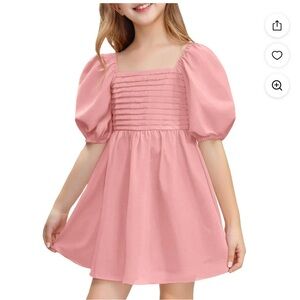 Pink Puff Sleeve Kids Dress